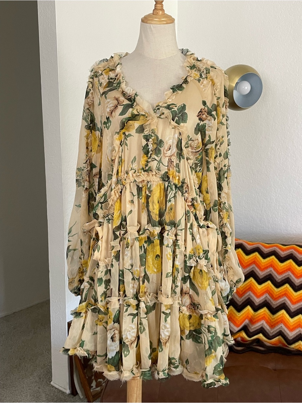 o.p.t FLoral Ruffle Tiered Chiffon Mini Dress